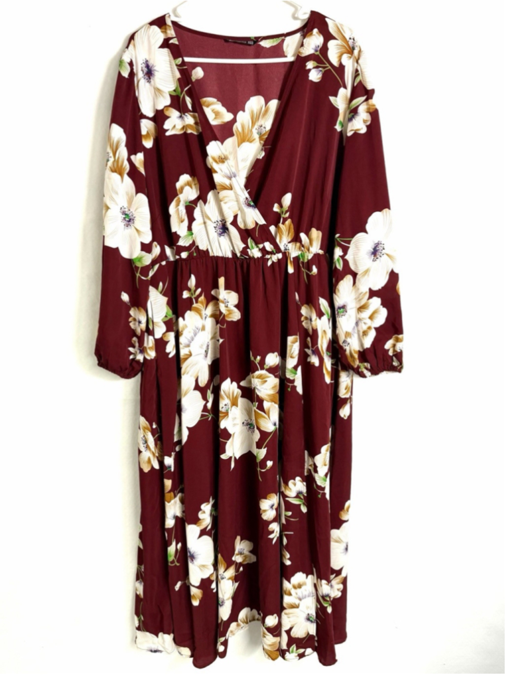 Bloomchic Floral Maxi Dress size 22/24 Red Elastic Waist Romantic wedding guest